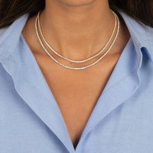 Mixed Lab Grown Diamond Three Prong Tennis Necklace 14K - Adina's Jewels