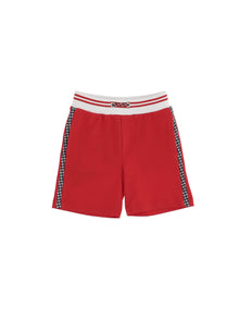 Boys | Gingham Fleece Bermuda Shorts | Red/Black