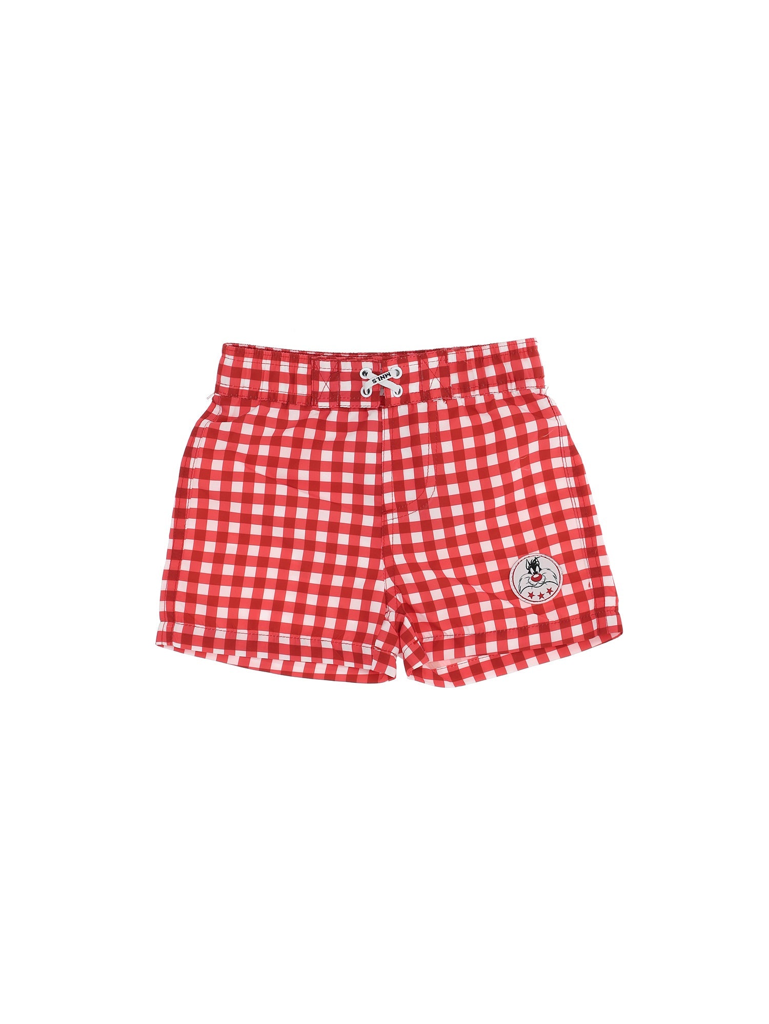 Boys | Sylvester Bermuda Swim Shorts | White/Red