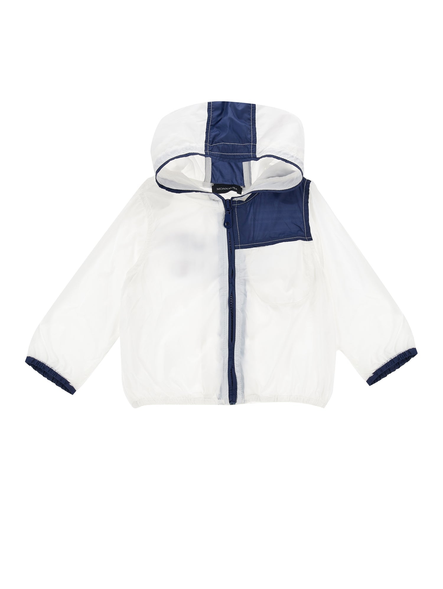 Boys | Two-Tone Windproof Jacket With Hood | White/Blue