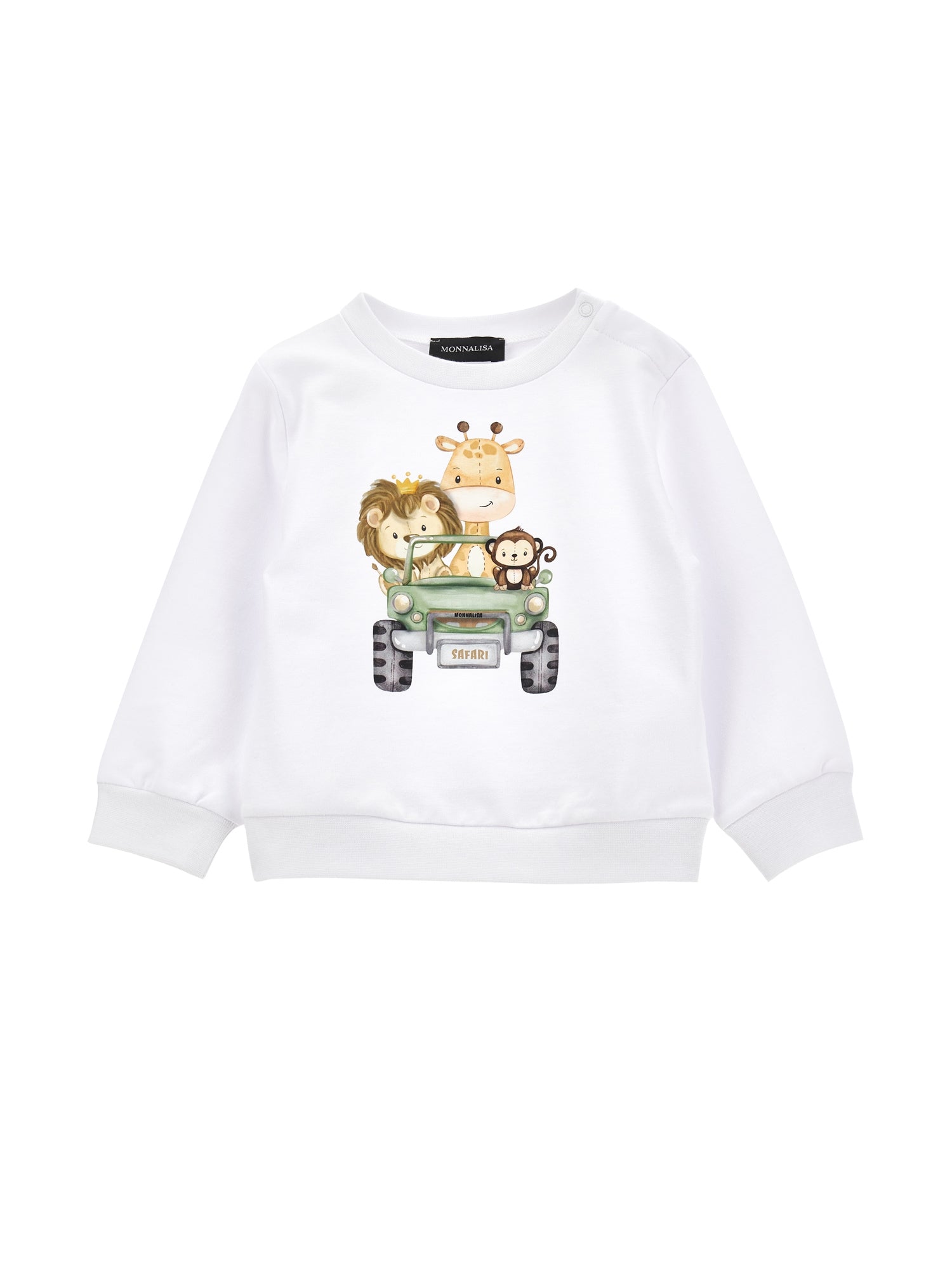 Boys | Safari Print Cotton Sweatshirt | White