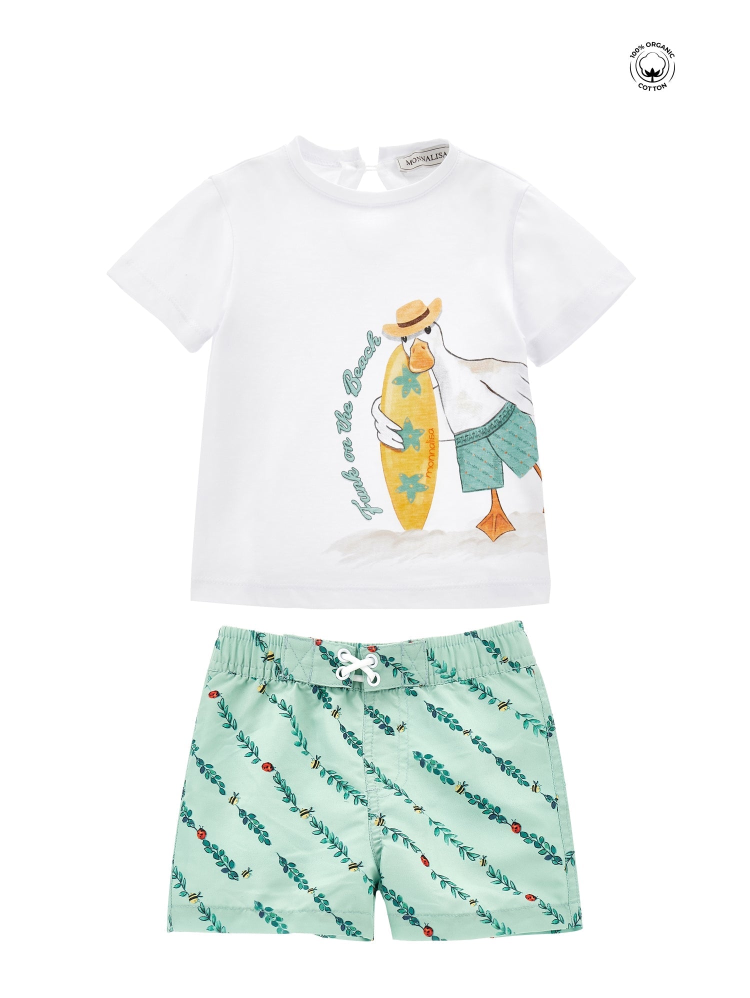 Boys | Set T-Shirt With Swimsuit | White/Jade Green