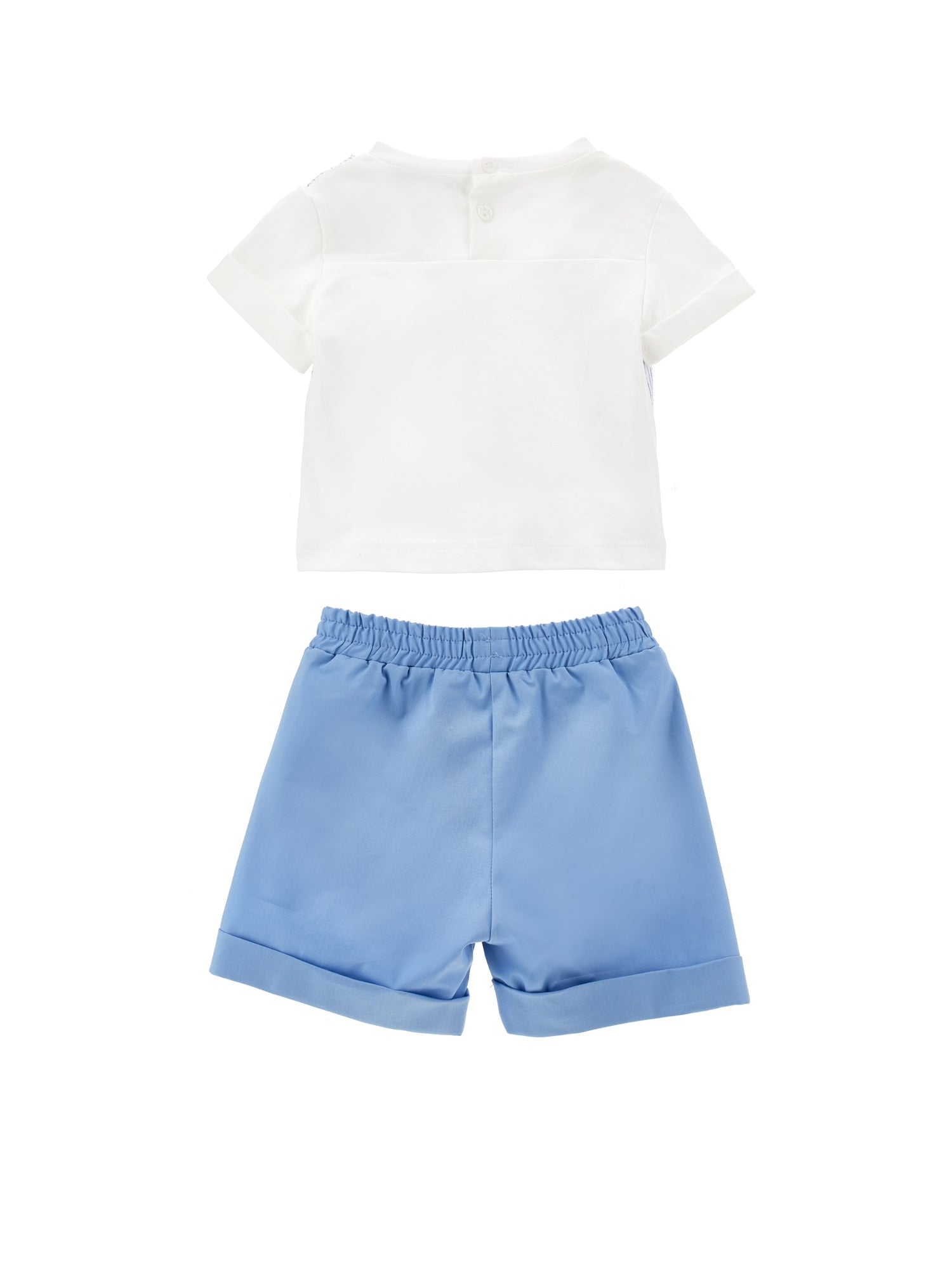 Boys | Organic Cotton T-Shirt Set With Bow Tie | Cream/Air Force Blue