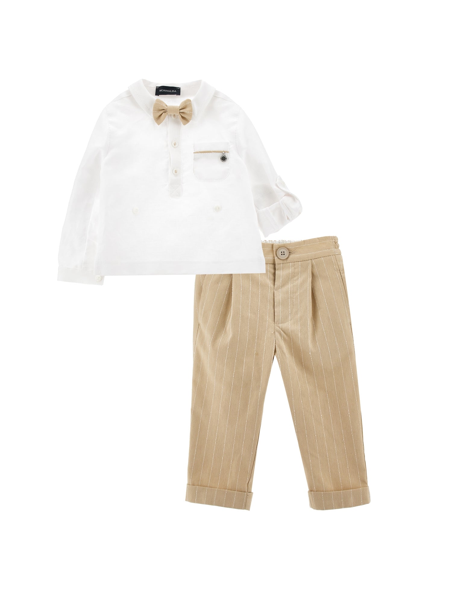 Boys | Cotton Linen Shirt And Trousers Set | White/Cream/Beige