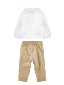 Boys | Cotton Linen Shirt And Trousers Set | White/Cream/Beige