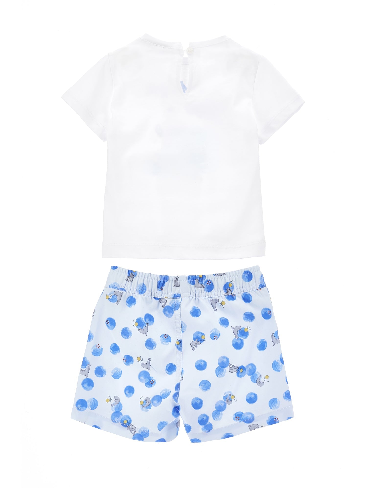 Boys | Organic Cotton T-Shirt And Bermuda Shorts Set | White/Bluette