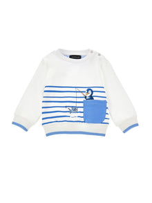 Boys | Farm Animal Crewneck Sweatshirt | White/Bluette