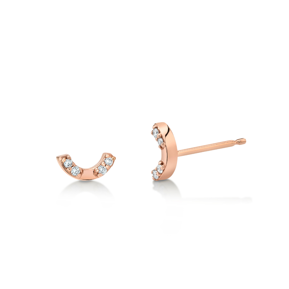 Women | Love U White Diamond Stud | 14k Rose Gold