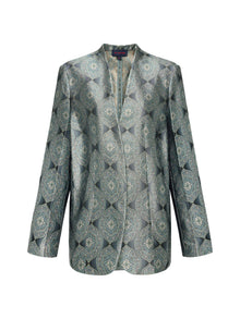 Silk Jacquard Blazer Jacket | Grey