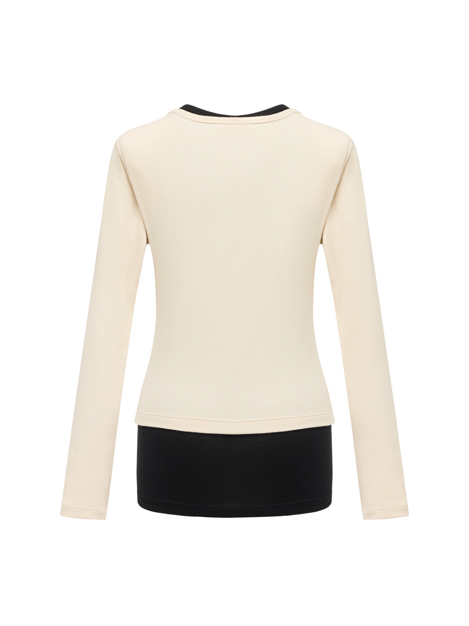 Slim-Fit Knit Base Layer Top | Beige/Black