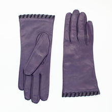 Leather Gloves With Suede Whip Stitch | Grape