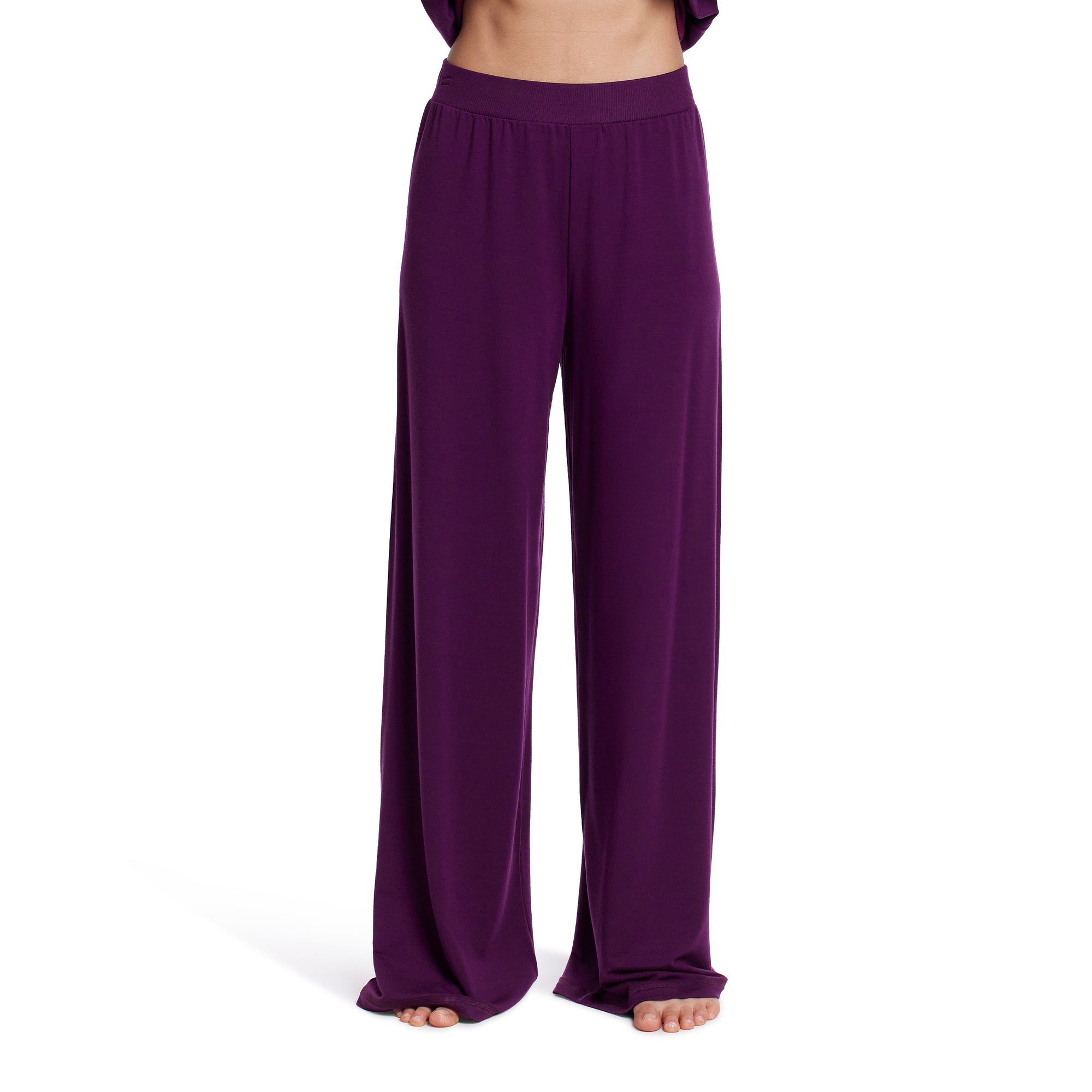 French Terry Wide Leg Pant | Dried Cherry