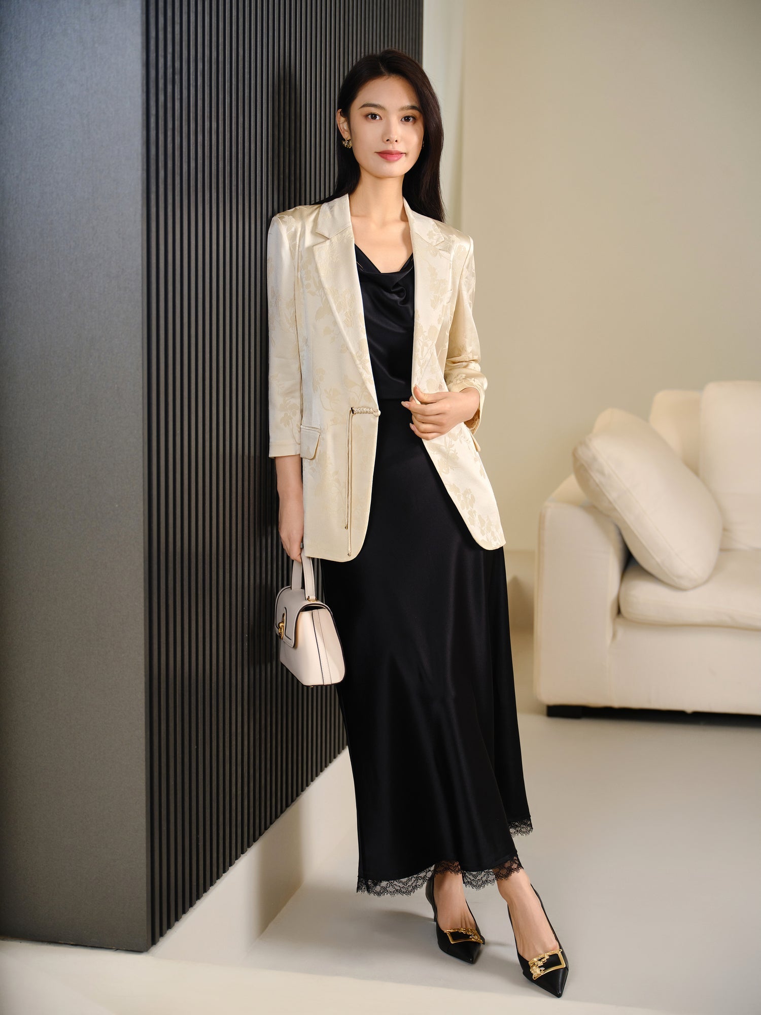Silk Blazer | Beige