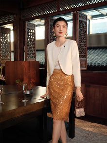 Silk and Wool Short Jacket | White