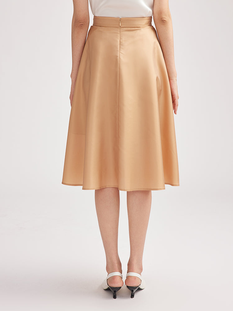 Mulberry Silk Midi Skirt | Khaki