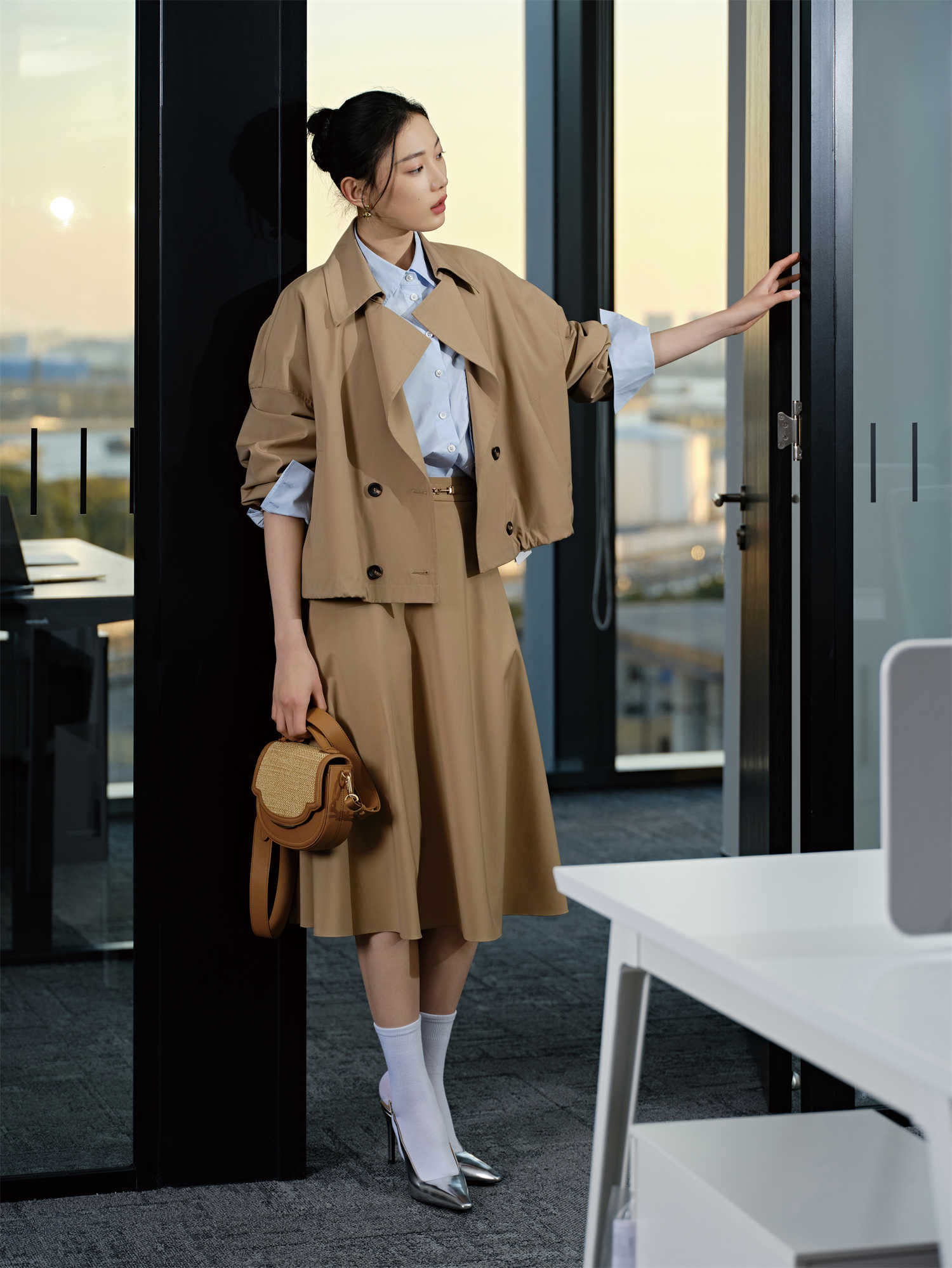 Short-cropped Trench Coat | Khaki