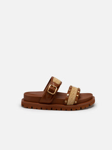Comfortable Thick-soled Buckle Slippers | Brown