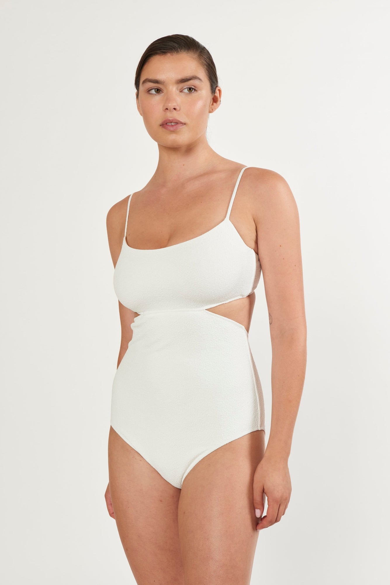 Boucle Hidden Underwire One Piece Suit | White