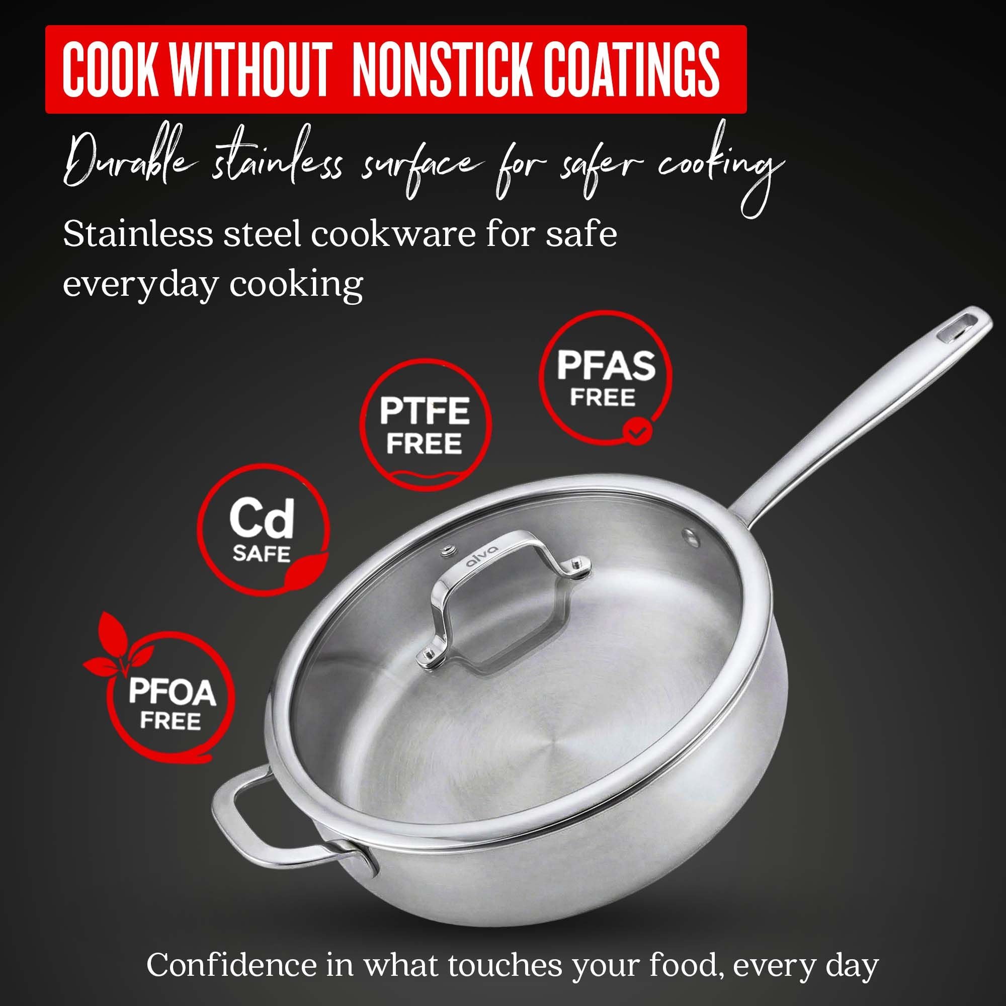 Saute Pan with Lid — 4-Qt. | Silver