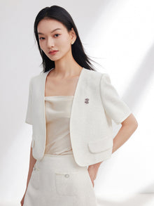 Traditional Style Embroidered Jacket | White