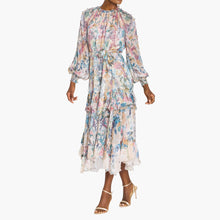 Reverie Belted Ruffle Midi Dress | Stone Multi