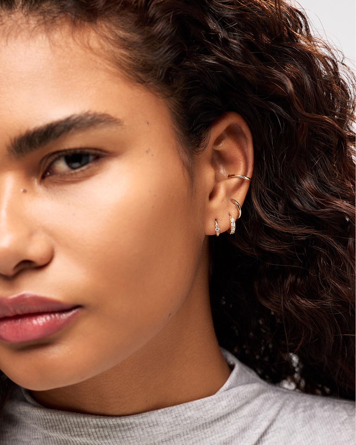 14K Gold Plated Cubic Zirconia Huggie Hoops Earrings For Women Ana Luisa Rosie
