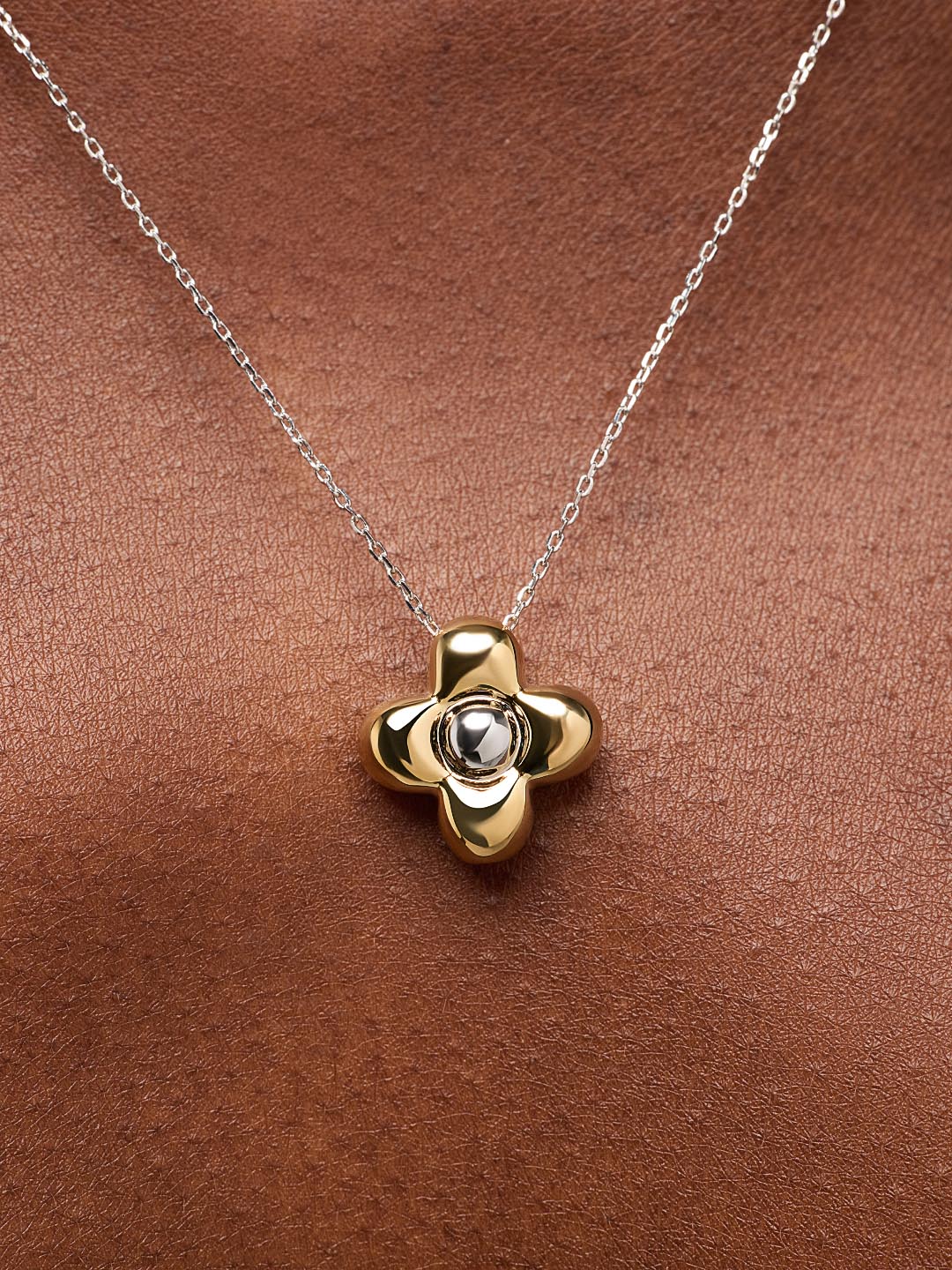 Liora Flower Pendant Necklace | 14K Gold on Brass/Rhodium on Brass