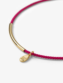 Breast Cancer Support Cord Bracelet | 14K Gold on Brass | Bold Pink Cord