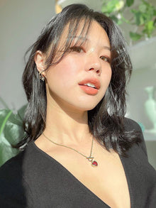 Hana Lee Heart Necklace | 14K Gold on Brass | Red Cubic Zirconia
