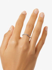 Oren Bypass Ring | Rhodium on Brass | Cubic Zirconia