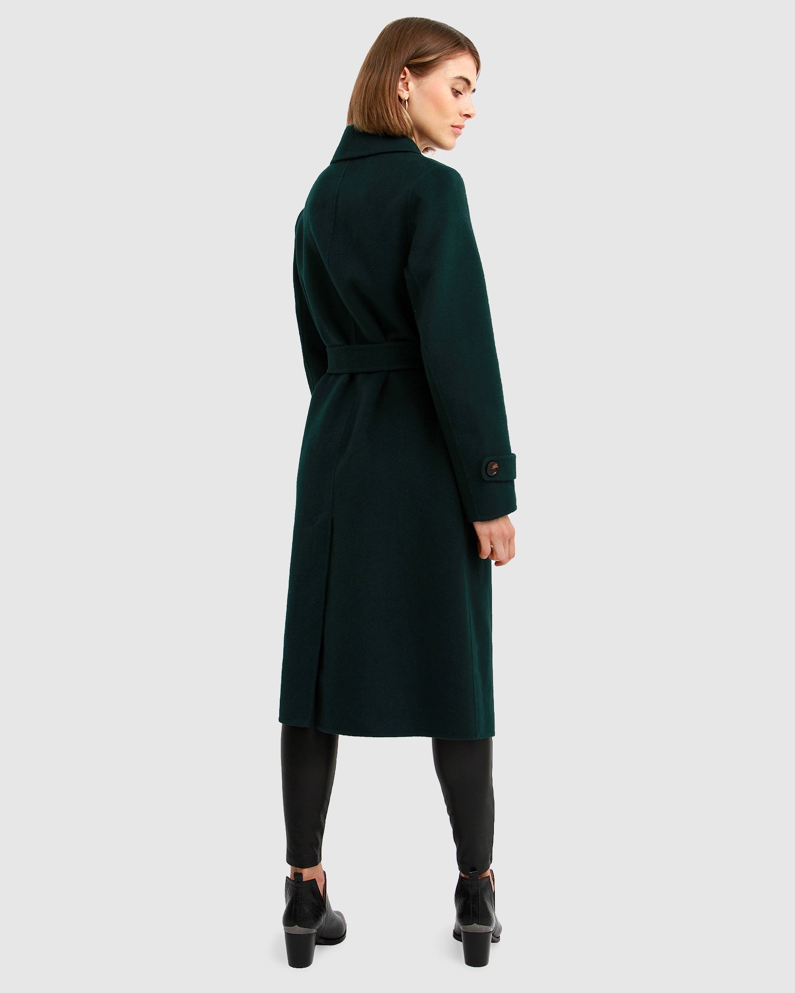 Women | Front Runner Wool Blend Belted Coat | Dark Green