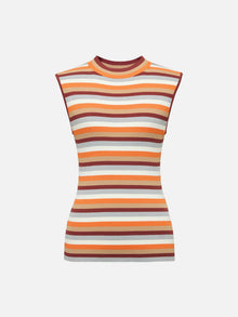 Horizontal Stripe Knit Vest | Orange