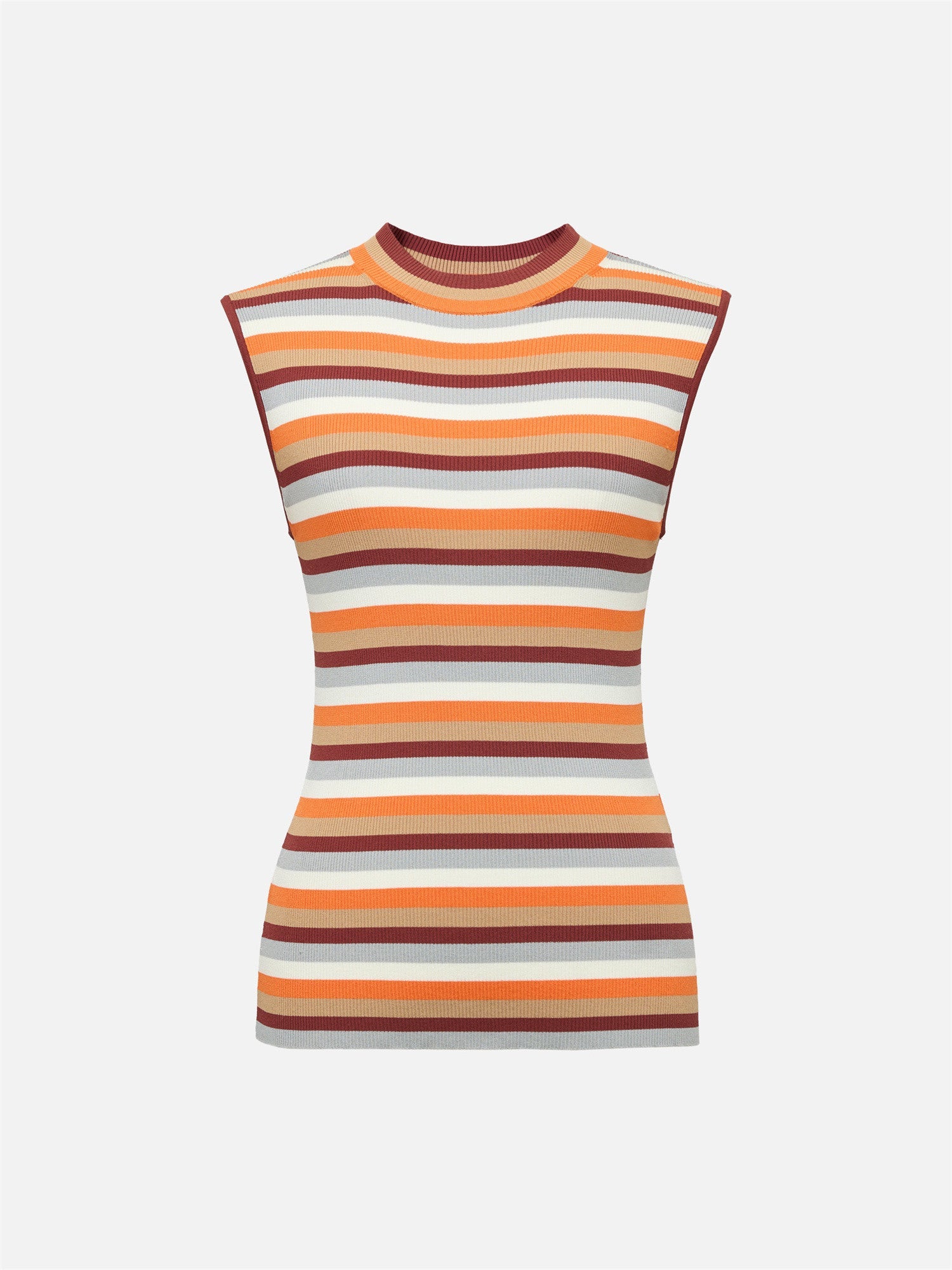 Horizontal Stripe Knit Vest | Orange