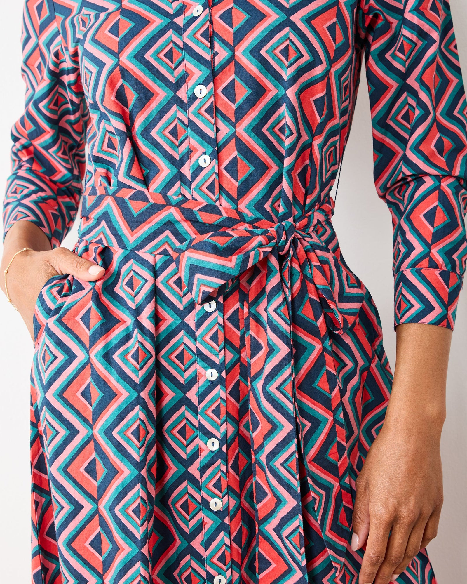 Kaleidoscope Diamond - Monaco Dress - Navy/Red - Printfresh