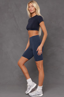 Women | Short Sleeve Crop Workout Tee | Past Midnight