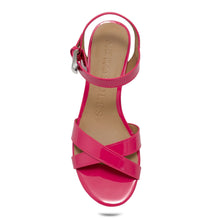 Cinzia Sandal Block Heel | Magenta Faux Patent