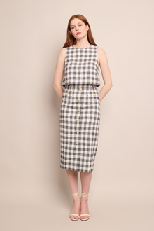 Faye Skirt | Black Ivory Boucle Grid
