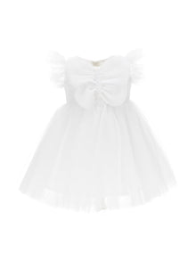 Girls | Maxi Butterfly Silk-Touch Tulle Dress | White
