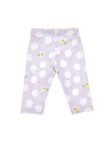 Girls | Daisy And Polka Dot Jersey Leggings | Wisteria
