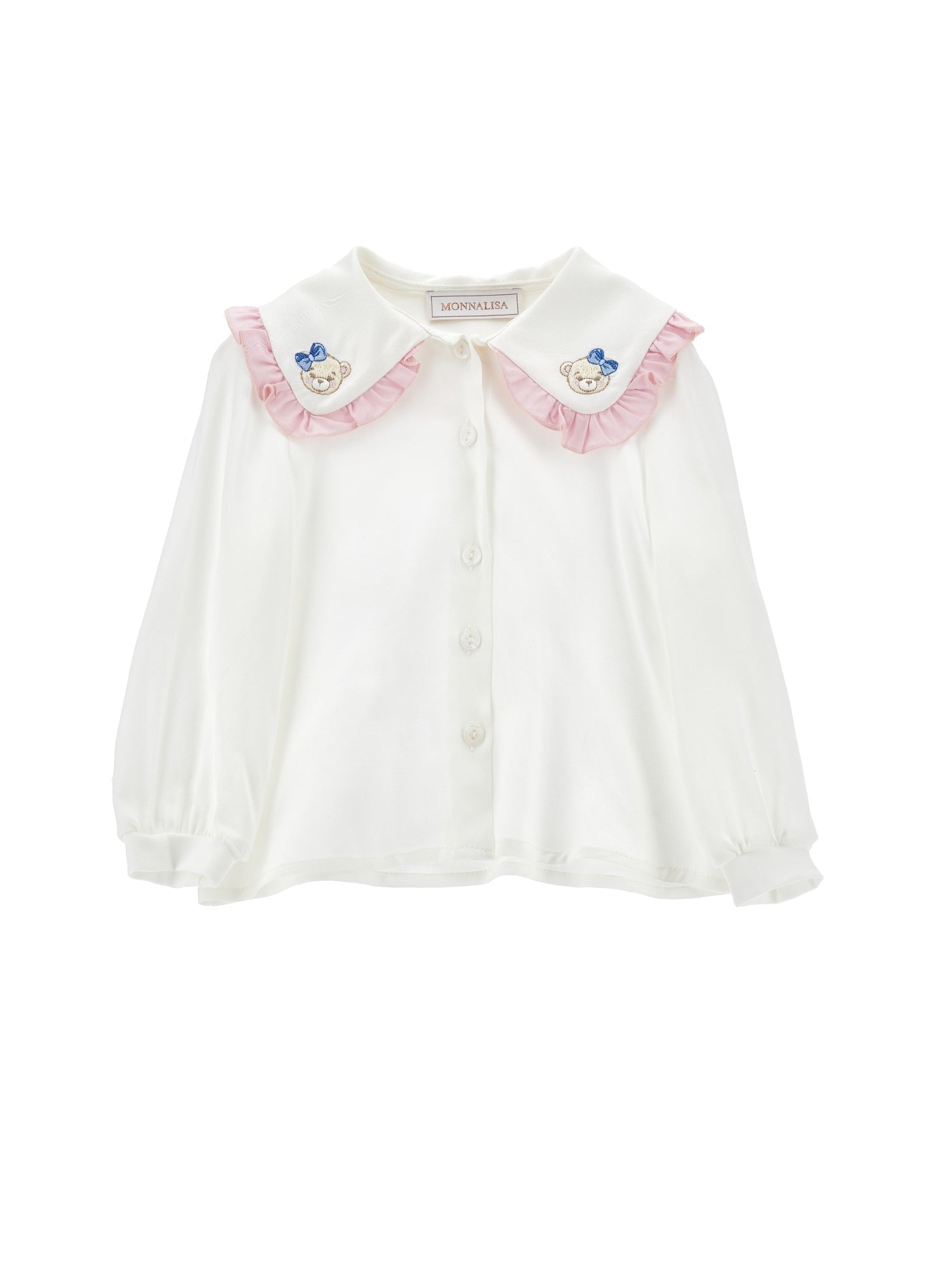 Girls | Viscose Shirt With Embroidered Collar | Cream/FairyTale