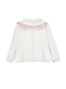 Girls | Viscose Shirt With Embroidered Collar | Cream/FairyTale