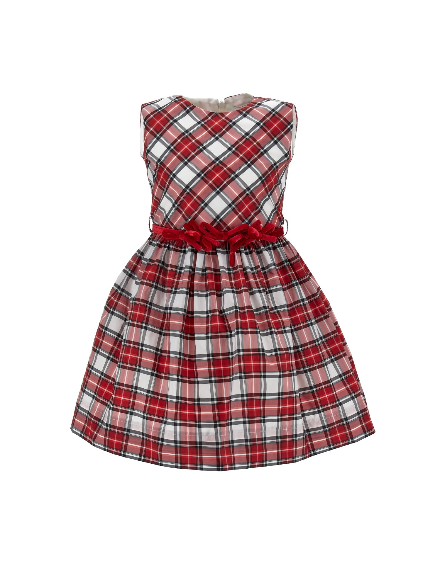 Girls | Tartan Taffeta Pinafore Dress | Red/Cream