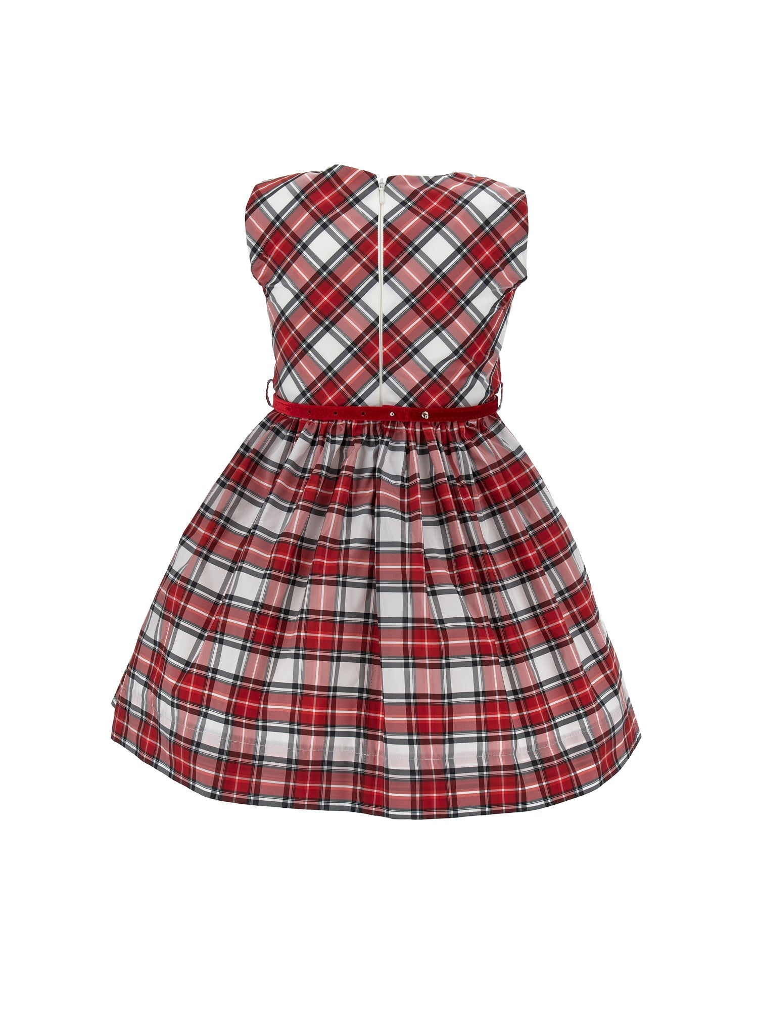 Girls | Tartan Taffeta Pinafore Dress | Red/Cream