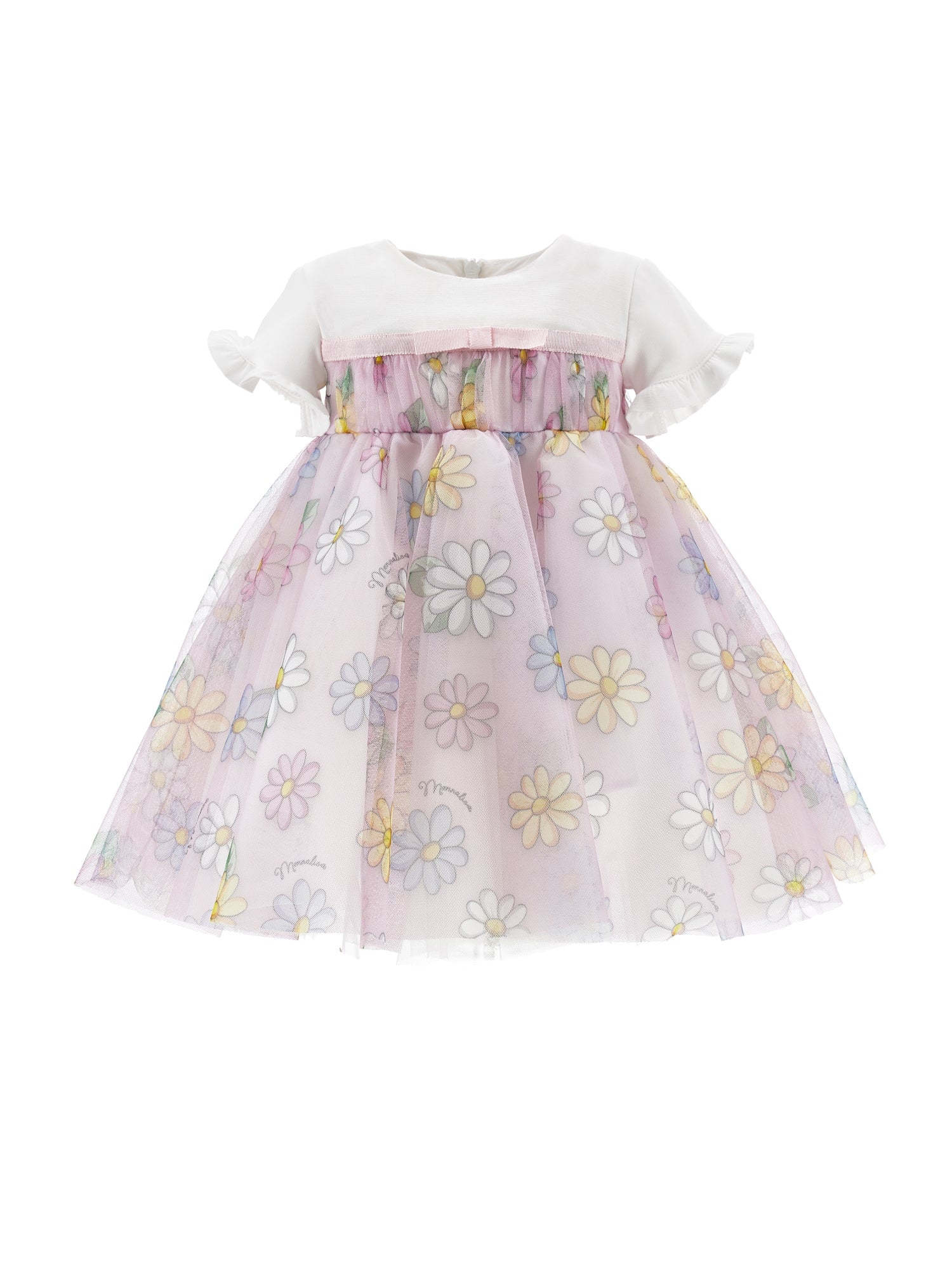 Girls | Daisy Tulle Dress | White/FairyTale Pink