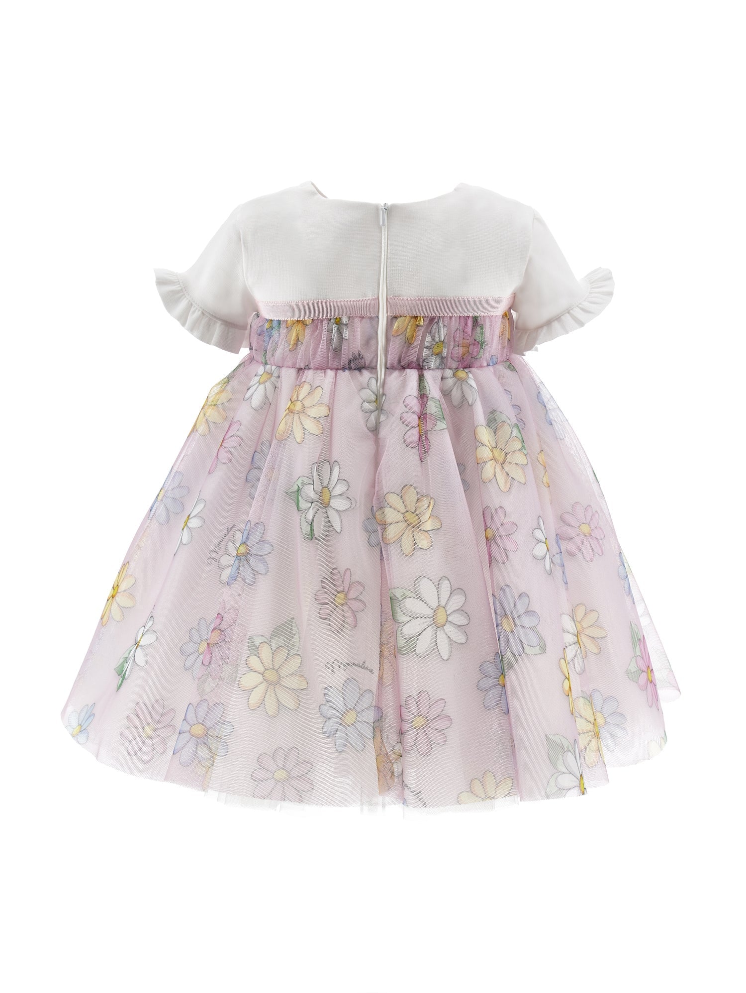 Girls | Daisy Tulle Dress | White/FairyTale Pink