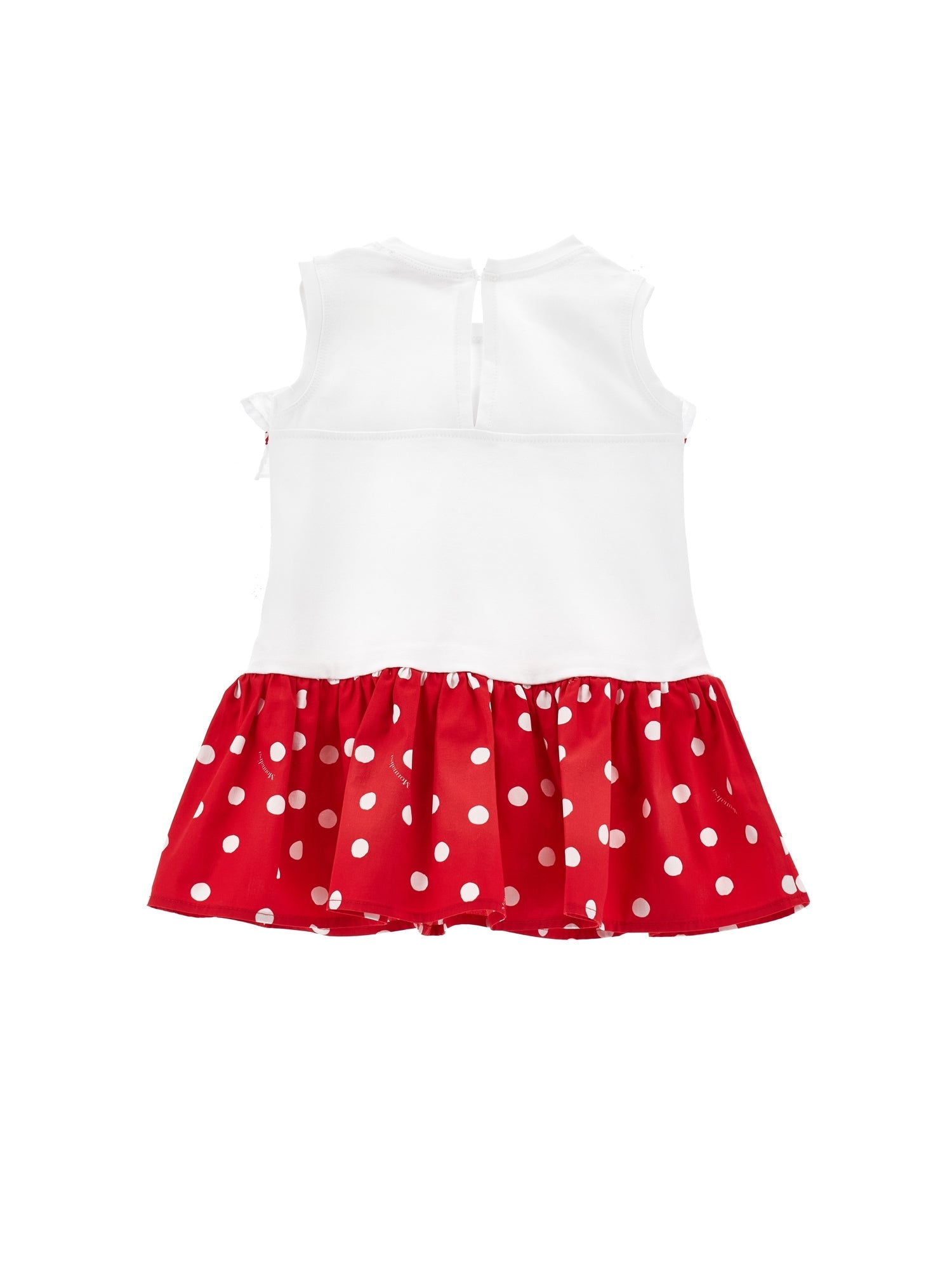 Girls | Low-Waisted Organic Cotton Dress | White/Red