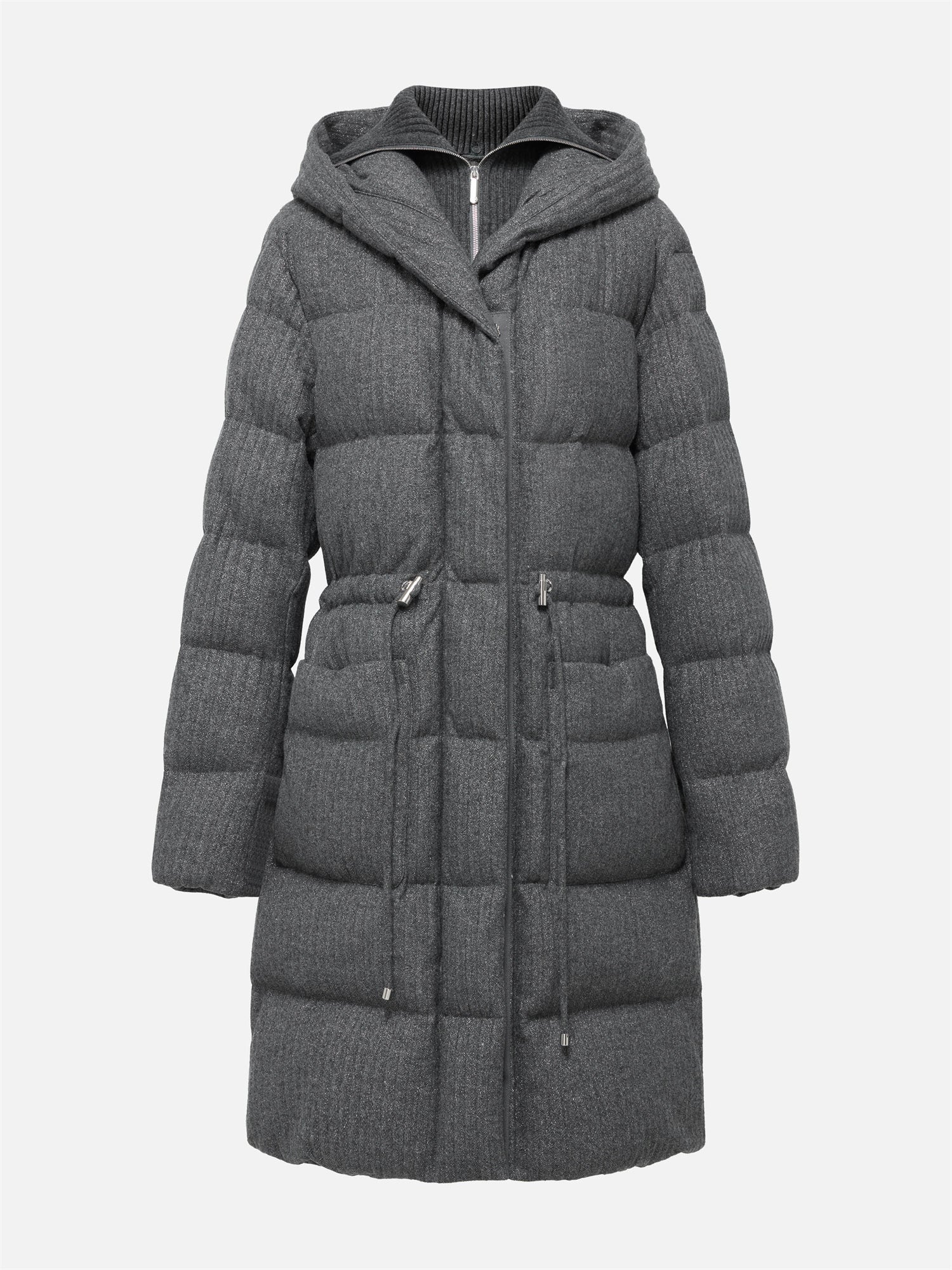 Wool-Blend Long Down Coat | Grey