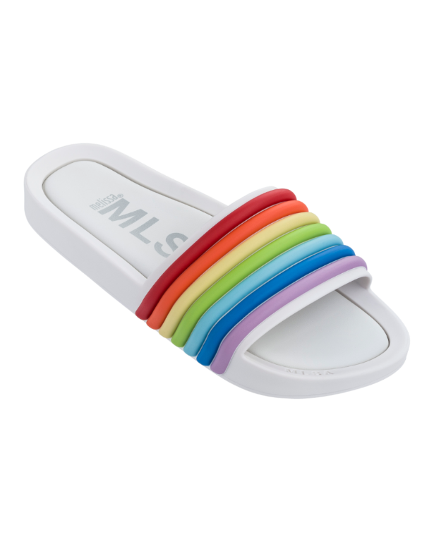 Womens | Beach 3DB Rainbow Slide | White Rainbow