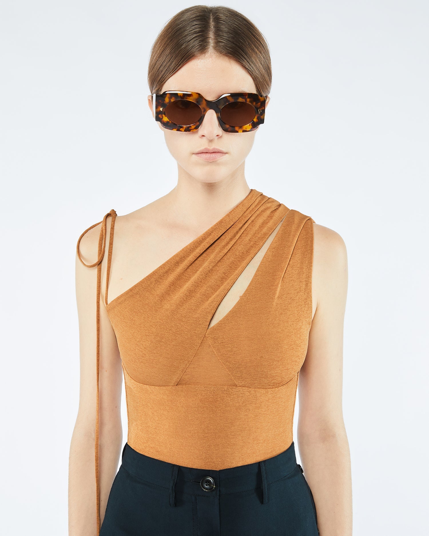 Womens | Sifra Mesh-Jersey Top | Caramel