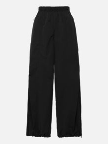 Technical Brushed Nylon Straight-Leg Wide-Leg Pants | Black